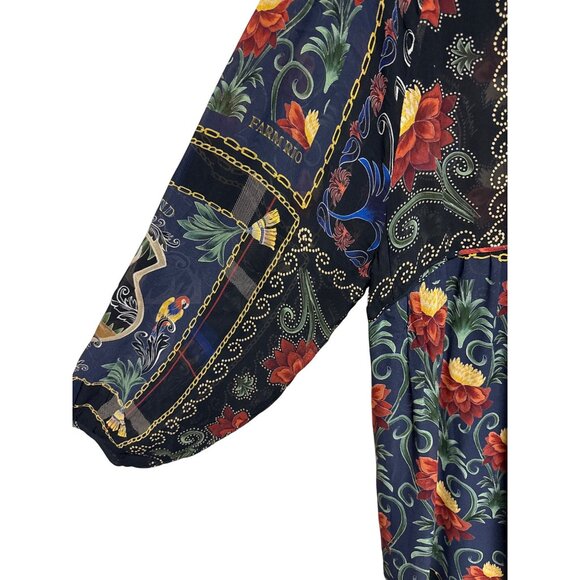 Farm Rio Arabesque Scarves Women's Mini Dress Long Sleeve Viscose Small Boho - Picture 3 of 13